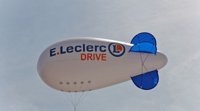 dirigeable publicitaire pour un LECLERC DRIVE en Normandie